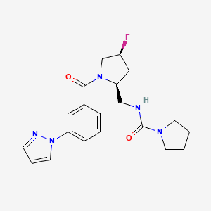 molecular formula C20H24FN5O2 B5546793 N-({(2S,4S)-4-氟-1-[3-(1H-吡唑-1-基)苯甲酰]吡咯烷-2-基}甲基)吡咯烷-1-甲酰胺 