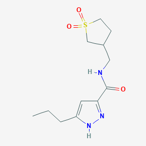 molecular formula C12H19N3O3S B5546800 N-[(1,1-dioxidotetrahydro-3-thienyl)methyl]-3-propyl-1H-pyrazole-5-carboxamide 