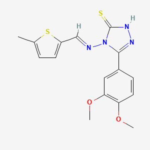 molecular formula C16H16N4O2S2 B5546802 5-(3,4-dimethoxyphenyl)-4-{[(5-methyl-2-thienyl)methylene]amino}-4H-1,2,4-triazole-3-thiol 