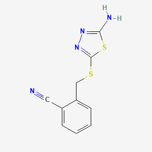 molecular formula C10H8N4S2 B5546809 2-{[(5-amino-1,3,4-thiadiazol-2-yl)thio]methyl}benzonitrile 