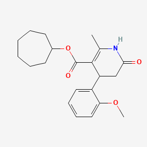 molecular formula C21H27NO4 B5546825 cycloheptyl 4-(2-methoxyphenyl)-2-methyl-6-oxo-1,4,5,6-tetrahydro-3-pyridinecarboxylate 