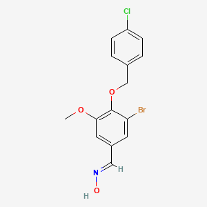 molecular formula C15H13BrClNO3 B5546903 3-bromo-4-[(4-chlorobenzyl)oxy]-5-methoxybenzaldehyde oxime 