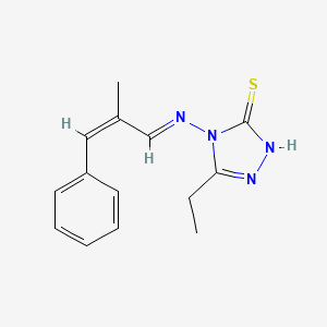 molecular formula C14H16N4S B5546964 5-ethyl-4-[(2-methyl-3-phenyl-2-propen-1-ylidene)amino]-4H-1,2,4-triazole-3-thiol 