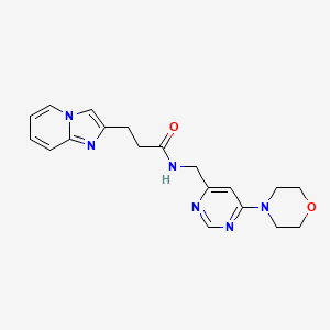 molecular formula C19H22N6O2 B5546965 3-咪唑并[1,2-a]吡啶-2-基-N-{[6-(4-吗啉基)-4-嘧啶基]甲基}丙酰胺 
