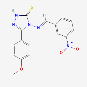 molecular formula C16H13N5O3S B5546969 5-(4-甲氧基苯基)-4-[(3-硝基亚苄基)氨基]-4H-1,2,4-三唑-3-硫醇 