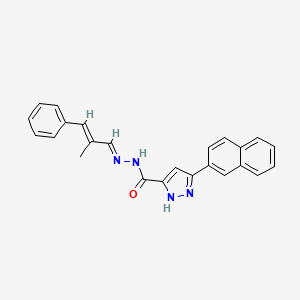 molecular formula C24H20N4O B5546971 N'-(2-甲基-3-苯基-2-丙烯-1-亚甲基)-3-(2-萘基)-1H-吡唑-5-甲酰肼 