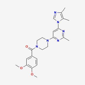 molecular formula C23H28N6O3 B5546990 4-[4-(3,4-dimethoxybenzoyl)-1-piperazinyl]-6-(4,5-dimethyl-1H-imidazol-1-yl)-2-methylpyrimidine 
