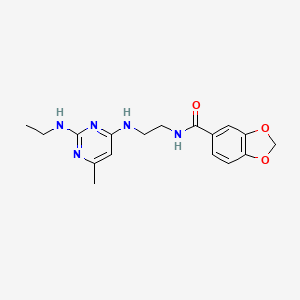 molecular formula C17H21N5O3 B5547040 N-(2-{[2-(乙氨基)-6-甲基-4-嘧啶基]氨基}乙基)-1,3-苯并二氧杂环-5-甲酰胺 