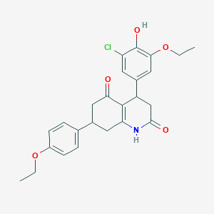 molecular formula C25H26ClNO5 B5547058 4-(3-chloro-5-ethoxy-4-hydroxyphenyl)-7-(4-ethoxyphenyl)-4,6,7,8-tetrahydro-2,5(1H,3H)-quinolinedione 