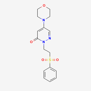molecular formula C16H19N3O4S B5547123 5-morpholin-4-yl-2-[2-(phenylsulfonyl)ethyl]pyridazin-3(2H)-one 