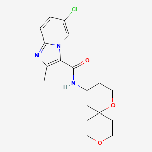 molecular formula C18H22ClN3O3 B5547126 6-chloro-N-1,9-dioxaspiro[5.5]undec-4-yl-2-methylimidazo[1,2-a]pyridine-3-carboxamide 