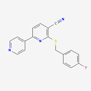 molecular formula C18H12FN3S B5547137 6-[(4-氟苄基)硫代]-2,4'-联吡啶-5-腈 