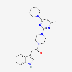 molecular formula C24H30N6O B5547164 3-(2-{4-[4-methyl-6-(1-piperidinyl)-2-pyrimidinyl]-1-piperazinyl}-2-oxoethyl)-1H-indole 