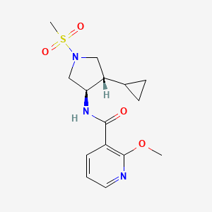 molecular formula C15H21N3O4S B5547180 N-[(3R*,4S*)-4-环丙基-1-(甲基磺酰基)-3-吡咯烷基]-2-甲氧基烟酰胺 