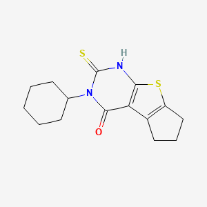 molecular formula C15H18N2OS2 B5547182 3-cyclohexyl-2-thioxo-1,2,3,5,6,7-hexahydro-4H-cyclopenta[4,5]thieno[2,3-d]pyrimidin-4-one 