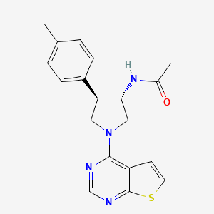 molecular formula C19H20N4OS B5547201 N-[(3S*,4R*)-4-(4-methylphenyl)-1-thieno[2,3-d]pyrimidin-4-yl-3-pyrrolidinyl]acetamide 