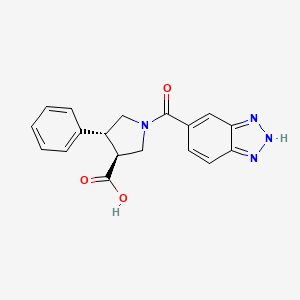 molecular formula C18H16N4O3 B5547204 (3S*,4R*)-1-(1H-1,2,3-苯并三唑-5-基羰基)-4-苯基吡咯烷-3-羧酸 
