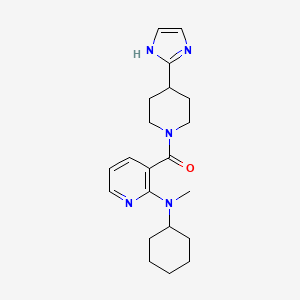 molecular formula C21H29N5O B5547211 N-cyclohexyl-3-{[4-(1H-imidazol-2-yl)-1-piperidinyl]carbonyl}-N-methyl-2-pyridinamine 