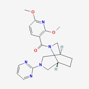 molecular formula C19H23N5O3 B5547237 (1S*,5R*)-6-[(2,6-dimethoxy-3-pyridinyl)carbonyl]-3-(2-pyrimidinyl)-3,6-diazabicyclo[3.2.2]nonane 