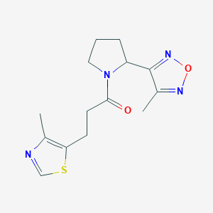 molecular formula C14H18N4O2S B5547285 3-methyl-4-{1-[3-(4-methyl-1,3-thiazol-5-yl)propanoyl]-2-pyrrolidinyl}-1,2,5-oxadiazole 
