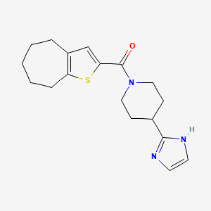 molecular formula C18H23N3OS B5547303 4-(1H-咪唑-2-基)-1-(5,6,7,8-四氢-4H-环庚并[b]噻吩-2-酰基)哌啶 