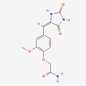 molecular formula C13H13N3O5 B5547313 2-{4-[(2,5-二氧代-4-咪唑烷亚胺基)甲基]-2-甲氧基苯氧基}乙酰胺 