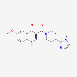 molecular formula C20H22N4O3 B5547326 6-甲氧基-3-{[4-(1-甲基-1H-咪唑-2-基)-1-哌啶基]羰基}-4(1H)-喹啉酮 
