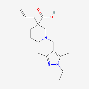 molecular formula C17H27N3O2 B5547330 3-allyl-1-[(1-ethyl-3,5-dimethyl-1H-pyrazol-4-yl)methyl]piperidine-3-carboxylic acid 