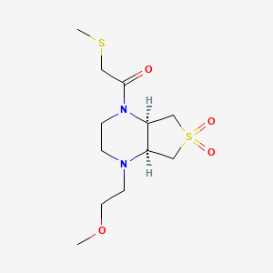 molecular formula C12H22N2O4S2 B5547351 (4aR*,7aS*)-1-(2-methoxyethyl)-4-[(methylthio)acetyl]octahydrothieno[3,4-b]pyrazine 6,6-dioxide 
