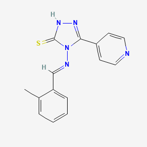 molecular formula C15H13N5S B5547360 4-[(2-methylbenzylidene)amino]-5-(4-pyridinyl)-4H-1,2,4-triazole-3-thiol 