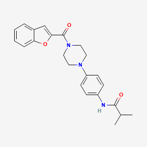 molecular formula C23H25N3O3 B5547402 N-{4-[4-(1-benzofuran-2-ylcarbonyl)-1-piperazinyl]phenyl}-2-methylpropanamide 