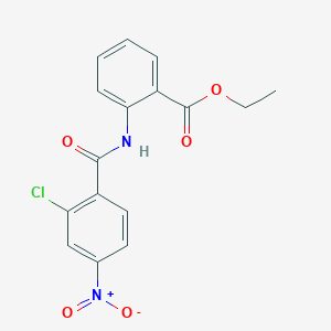 molecular formula C16H13ClN2O5 B5547435 ethyl 2-[(2-chloro-4-nitrobenzoyl)amino]benzoate 