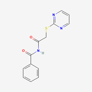 molecular formula C13H11N3O2S B5547436 N-[2-(pyrimidin-2-ylthio)acetyl]benzamide 