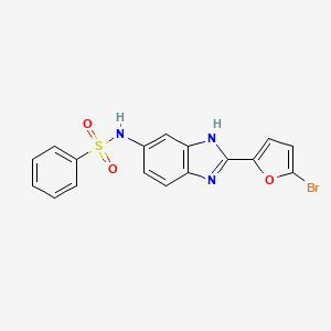 molecular formula C17H12BrN3O3S B5547440 N-[2-(5-溴-2-呋喃基)-1H-苯并咪唑-5-基]苯磺酰胺 