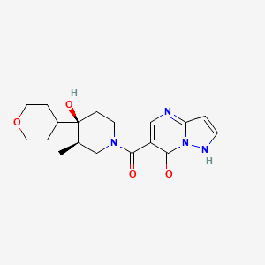 molecular formula C19H26N4O4 B5547455 6-{[(3R*,4R*)-4-hydroxy-3-methyl-4-(tetrahydro-2H-pyran-4-yl)piperidin-1-yl]carbonyl}-2-methylpyrazolo[1,5-a]pyrimidin-7(4H)-one 