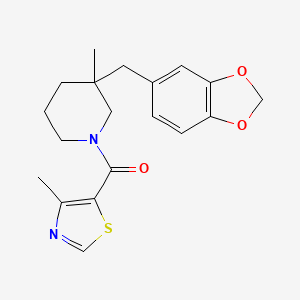 molecular formula C19H22N2O3S B5547499 3-(1,3-benzodioxol-5-ylmethyl)-3-methyl-1-[(4-methyl-1,3-thiazol-5-yl)carbonyl]piperidine 