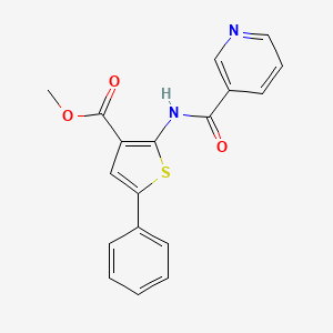 molecular formula C18H14N2O3S B5547504 methyl 5-phenyl-2-[(3-pyridinylcarbonyl)amino]-3-thiophenecarboxylate 