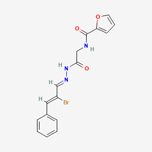 molecular formula C16H14BrN3O3 B5547507 N-{2-[2-(2-bromo-3-phenyl-2-propen-1-ylidene)hydrazino]-2-oxoethyl}-2-furamide 