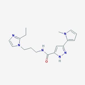 molecular formula C17H22N6O B5547512 N-[3-(2-乙基-1H-咪唑-1-基)丙基]-3-(1-甲基-1H-吡咯-2-基)-1H-吡唑-5-甲酰胺 