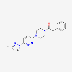molecular formula C20H22N6O B5547537 3-(3-methyl-1H-pyrazol-1-yl)-6-[4-(phenylacetyl)-1-piperazinyl]pyridazine 