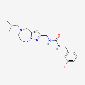 molecular formula C20H28FN5O B5547552 N-(3-fluorobenzyl)-N'-[(5-isobutyl-5,6,7,8-tetrahydro-4H-pyrazolo[1,5-a][1,4]diazepin-2-yl)methyl]urea 