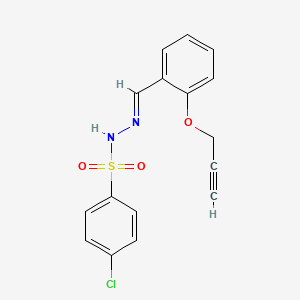 molecular formula C16H13ClN2O3S B5547572 4-chloro-N'-[2-(2-propyn-1-yloxy)benzylidene]benzenesulfonohydrazide 