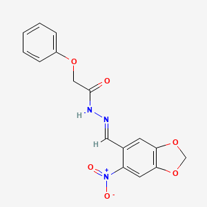 molecular formula C16H13N3O6 B5547573 N'-[(6-nitro-1,3-benzodioxol-5-yl)methylene]-2-phenoxyacetohydrazide 