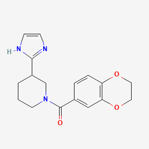 molecular formula C17H19N3O3 B5547575 1-(2,3-二氢-1,4-苯并二氧杂环-6-酰基)-3-(1H-咪唑-2-基)哌啶 