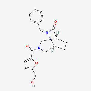 molecular formula C20H22N2O4 B5547585 (1S*,5R*)-6-苄基-3-[5-(羟甲基)-2-呋喃酰基]-3,6-二氮杂双环[3.2.2]壬烷-7-酮 