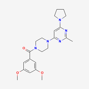 molecular formula C22H29N5O3 B5547593 4-[4-(3,5-dimethoxybenzoyl)-1-piperazinyl]-2-methyl-6-(1-pyrrolidinyl)pyrimidine 