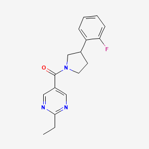 molecular formula C17H18FN3O B5547639 2-ethyl-5-{[3-(2-fluorophenyl)-1-pyrrolidinyl]carbonyl}pyrimidine 
