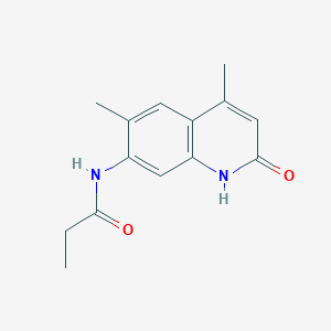 molecular formula C14H16N2O2 B5547668 N-(4,6-dimethyl-2-oxo-1,2-dihydro-7-quinolinyl)propanamide 