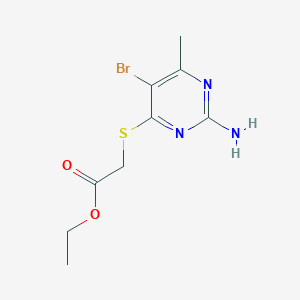 molecular formula C9H12BrN3O2S B5547672 乙酰乙酸乙酯[(2-氨基-5-溴-6-甲基-4-嘧啶基)硫代]乙酸酯 