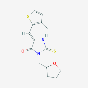 molecular formula C14H16N2O2S2 B5547704 5-[(3-methyl-2-thienyl)methylene]-3-(tetrahydro-2-furanylmethyl)-2-thioxo-4-imidazolidinone 